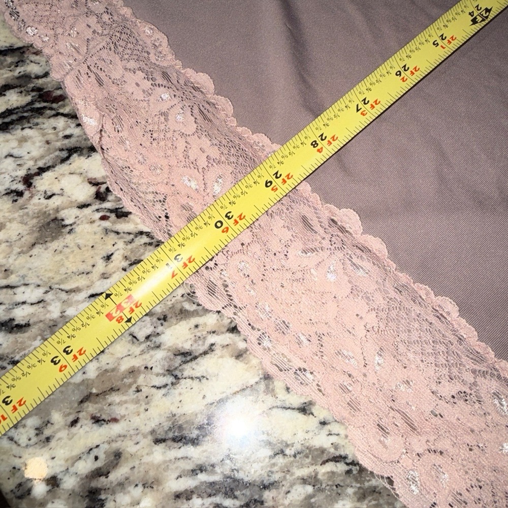 Delta Burke 3X Taupe Stretchy Satin Lace V-Neck Slip Style Nighty Nightgown - Picture 10 of 14
